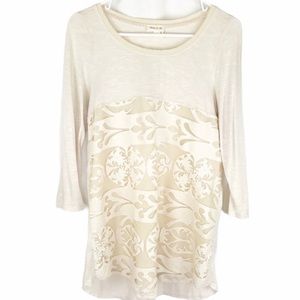 *2/$20* Meadow Rue for Anthro Cream Tunic Top with Lace, M